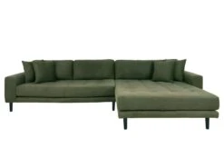 Lido - Canapé D'angle Droit En Tissu Pieds Noirs L290cm - Couleur - Vert Olive