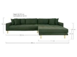 Lido - Canapé D'angle Droit En Tissu Pieds Noirs L290cm - Couleur - Vert Olive -Accueil-Canapé canape 13284309