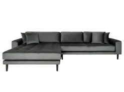 Lido - Canapé D'angle Gauche En Velours L290cm - Couleur - Gris -Accueil-Canapé canape 13286265