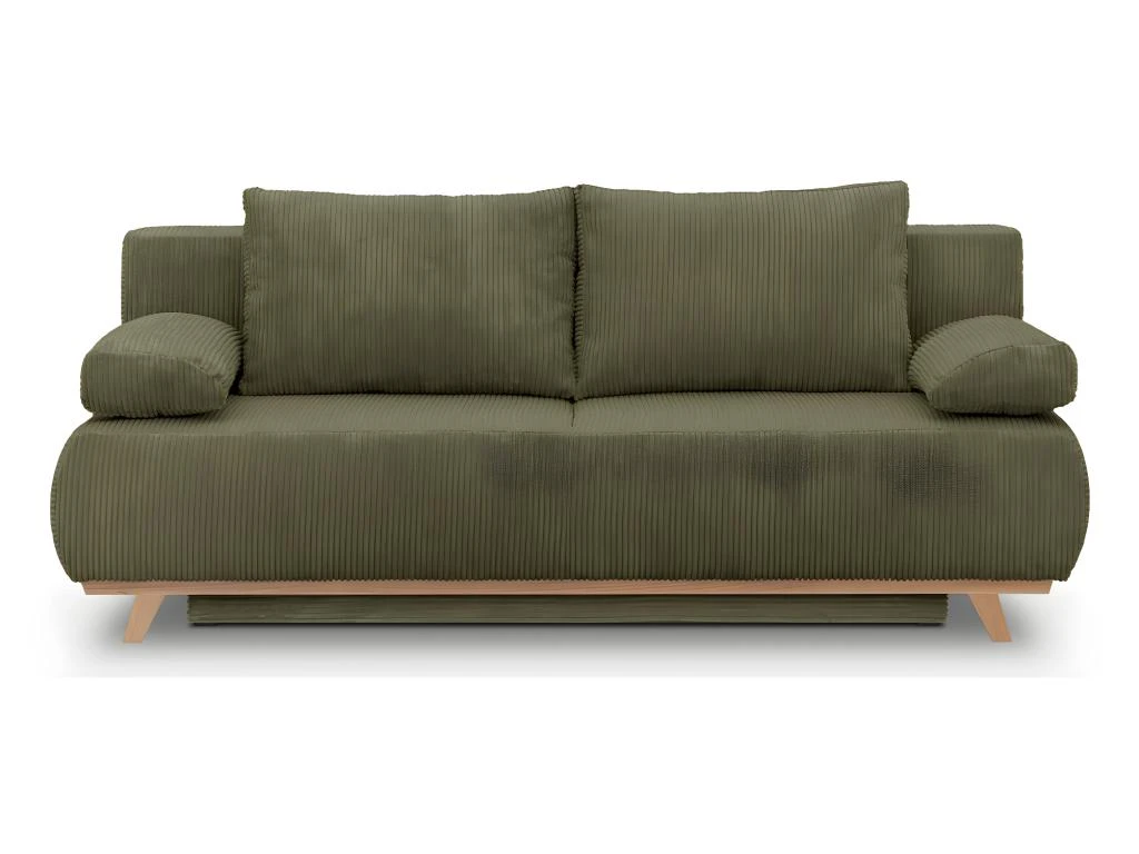 Canapé Convertible 3 Places Avec Coffre De Rangement En Velours Côtelé Vert Kaki - Laria 3 Canapé Convertible 3 Places Avec Coffre De Rangement En Velours Côtelé Vert Kaki - Laria