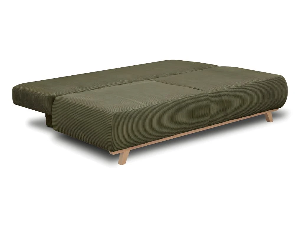 Canapé Convertible 3 Places Avec Coffre De Rangement En Velours Côtelé Vert Kaki - Laria 5 Canapé Convertible 3 Places Avec Coffre De Rangement En Velours Côtelé Vert Kaki - Laria – Image 3