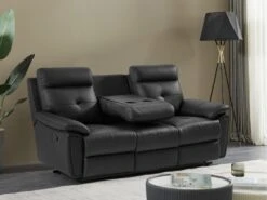 Canapé 3 Places Relax En Cuir Noir VINETA -Accueil-Canapé canape 13484711