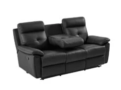 Canapé 3 Places Relax En Cuir Noir VINETA -Accueil-Canapé canape 13484737