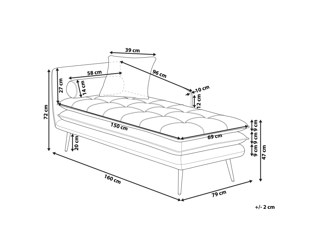 Chaise Longue Côté Gauche En Velours Bleu Et Pieds Dorés GONESSE 5 Chaise Longue Côté Gauche En Velours Bleu Et Pieds Dorés GONESSE – Image 3