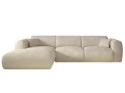 Grand Canapé D'angle Gauche En Tissu Texturé Beige POGNI -Accueil-Canapé canape 13531487