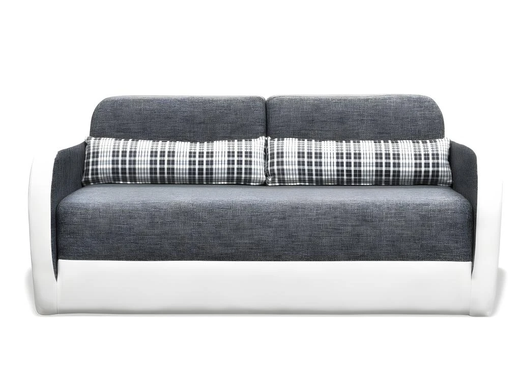 Canapé 2 Places Convertible Déplimousse En Tissu Et Simili VILO - Blanc Et Gris 3 Canapé 2 Places Convertible Déplimousse En Tissu Et Simili VILO - Blanc Et Gris