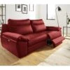 Canapé 3 Places Avec 2 Relax électriques En 100% Tout Cuir épais De Luxe Italien, PERINI, Rouge Foncé -Accueil-Canapé canape 13581211