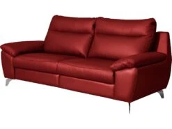 Canapé 3 Places Avec 2 Relax électriques En 100% Tout Cuir épais De Luxe Italien, PERINI, Rouge Foncé -Accueil-Canapé canape 13581215