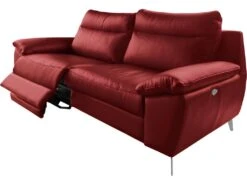 Canapé 3 Places Avec 2 Relax électriques En 100% Tout Cuir épais De Luxe Italien, PERINI, Rouge Foncé -Accueil-Canapé canape 13581223