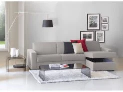 Canapé Dabala, Canapé D'angle, 100% Made In Italy, Canapé Avec Ouverture Pivotante, Avec Conteneur Réversible Péninsule, Avec Accoudoirs Fins, Cm 260x95h90, Gris -Accueil-Canapé canape 13592555