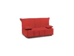 Canapé Dabam, Canapé 3 Places, 100% Made In Italy, Canapé De Salon Avec Ouverture Trolley, En Tissu Matelassé, Avec Oreillers Inclus, Cm 165x90h85, Rouge