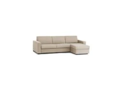Canapé Dabala, Canapé D'angle, 100% Made In Italy, Canapé Avec Ouverture Pivotante, Avec Conteneur Réversible Péninsule, Avec Accoudoirs Fins, Cm 260x95h90, Beige