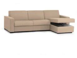 Canapé Dabala, Canapé D'angle, 100% Made In Italy, Canapé Avec Ouverture Pivotante, Avec Conteneur Réversible Péninsule, Avec Accoudoirs Fins, Cm 260x95h90, Beige -Accueil-Canapé canape 13592799