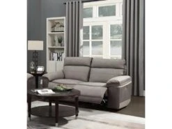 Canapé Relaxation 2,5 Places Motorisé En Tissu Bicolore Beige - CLARA -Accueil-Canapé canape 13607575