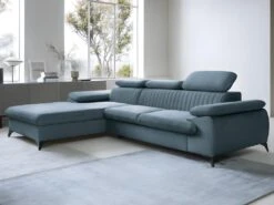 Canapé D'angle Gauche Convertible En Velours Bleu Ciel SAMARA De Pascal Morabito -Accueil-Canapé canape 13607667