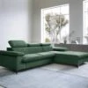 Canapé D'angle Droit Convertible En Velours Vert SAMARA De Pascal Morabito
