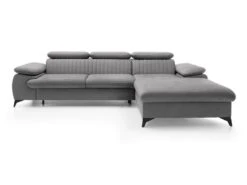 Canapé D'angle Droit Convertible En Velours Gris Clair SAMARA De Pascal Morabito -Accueil-Canapé canape 13607703