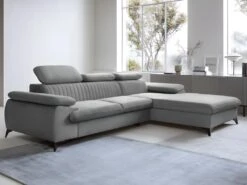 Canapé D'angle Droit Convertible En Velours Gris Clair SAMARA De Pascal Morabito -Accueil-Canapé canape 13607707