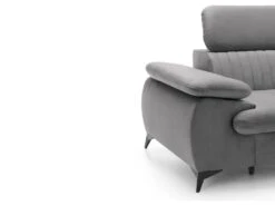 Canapé D'angle Droit Convertible En Velours Gris Clair SAMARA De Pascal Morabito -Accueil-Canapé canape 13607709