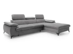 Canapé D'angle Droit Convertible En Velours Gris Clair SAMARA De Pascal Morabito -Accueil-Canapé canape 13607711