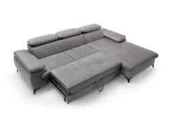 Canapé D'angle Droit Convertible En Velours Gris Clair SAMARA De Pascal Morabito -Accueil-Canapé canape 13607713