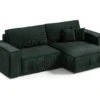Canapé D'angle Réversible Et Convertible 3 Places Avec Coffre Isaac Mini Velours Côtelé Vert Sapin