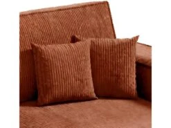 Canapé D'angle Réversible Et Convertible 3 Places Avec Coffre Isaac Mini Velours Côtelé Orange Brique -Accueil-Canapé canape 13614357