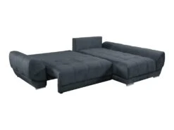 Canapé D'angle Droit Convertible En Velours Gris Anthracite PADRU -Accueil-Canapé canape 13673263