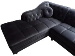 Canapé D'angle Brittish Velours Noir Style Chesterfield -Accueil-Canapé canape 13689107
