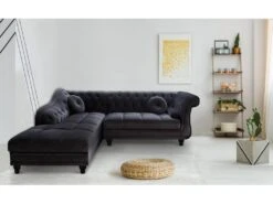 Canapé D'angle Brittish Velours Noir Style Chesterfield -Accueil-Canapé canape 13689111