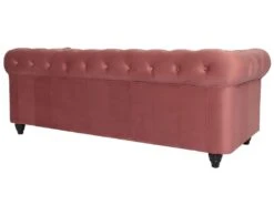 Grand Canapé 3 Places Chesterfield Velours Rose -Accueil-Canapé canape 13689169