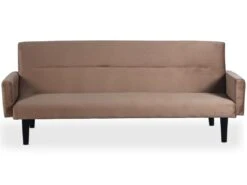 Canapé Convertible Clic-clac Roberto 3 Places Velours Taupe -Accueil-Canapé canape 13690063