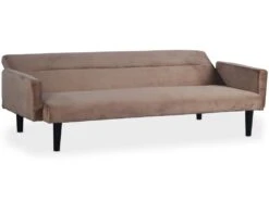 Canapé Convertible Clic-clac Roberto 3 Places Velours Taupe -Accueil-Canapé canape 13690065