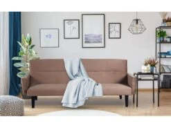 Canapé Convertible Clic-clac Roberto 3 Places Velours Taupe -Accueil-Canapé canape 13690069