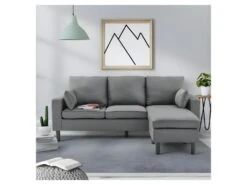 Canapé D'angle Réversible - Tissu Gris Foncé -BOSTON -Accueil-Canapé canape 13921661