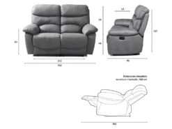 Canapé 2 Places Relax Manuel - Tissu Gris - SOBRAL -Accueil-Canapé canape 13923831