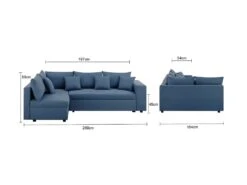 Canapé D'angle Gauche Convertible + Coffre De Rangement + 4 Coussins - Tissu Bleu - OWENS -Accueil-Canapé canape 13952335