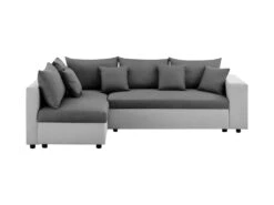 Canapé D'angle Convertible Gauche + Coffre De Rangement - Gris Foncé Et Clair - FL ASH