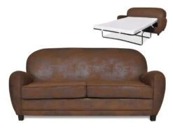 Canapé Club 3 Places Convertible RICKY En Microfibre Aspect Cuir Vieilli -Accueil-Canapé canape 139948