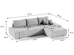 Canapé D'angle Convertible Droit 4 Places Avec Coffre Jonas Gris Clair -Accueil-Canapé canape 14018369