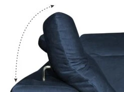 Canapé D'angle Panoramique Gauche Convertible En Velours Bleu Nuit SANTANA -Accueil-Canapé canape 14022283