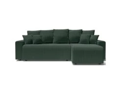 Canapé D'angle Réversible Convertible 4 Places En Velours Côtelé Vert Avec Coffre De Rangement - Lucia -Accueil-Canapé canape 14122487