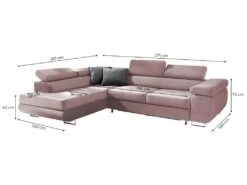 Canapé D'angle Convertible Gauche 4 Places Wilson Velours Rose -Accueil-Canapé canape 14176921