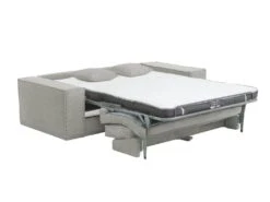 Canapé 3 Places Convertible Express En Velours Côtelé Gris AMELIA -Couchage 140 Cm - Matelas 14 Cm Avec Mémoire De Forme DUNLOPILLO -Accueil-Canapé canape 14290231
