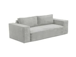 Canapé 3 Places Convertible Express En Velours Côtelé Gris AMELIA -Couchage 140 Cm - Matelas 14 Cm Avec Mémoire De Forme DUNLOPILLO -Accueil-Canapé canape 14290241