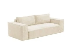 Canapé 4 Places Convertible Express En Velours Côtelé Beige AMELIA -Couchage 160 Cm - Matelas 14 Cm Avec Mémoire De Forme DUNLOPILLO -Accueil-Canapé canape 14290255