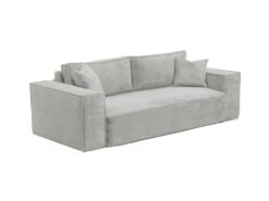 Canapé 3 Places Convertible Express En Velours Côtelé Gris AMELIA -Couchage 140 Cm - Matelas 14 Cm Avec Mémoire De Forme DUNLOPILLO -Accueil-Canapé canape 14290283