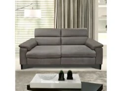 Canapé Relax 2.5 Places Tissu Microfibre Taupe Avec Prise USB - CHOPPER