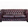 Canapé Chesterfield 3 Places BRENTON 100% Cuir De Buffle - Bordeaux -Accueil-Canapé canape 143317