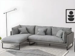 Canapé D'angle Gauche En Tissu Gris Clair LESPI